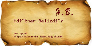 Hübner Belizár névjegykártya